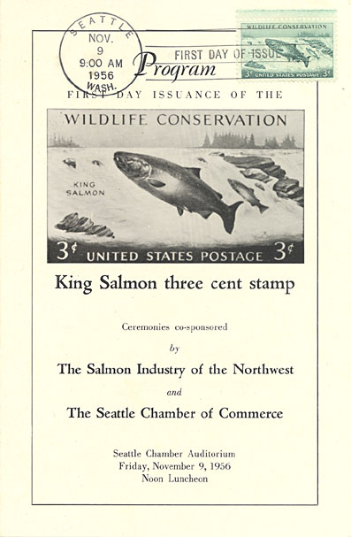 1956 King Salmon Stamp first day of Issue Ceremony Program