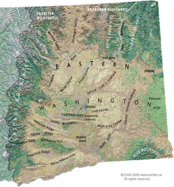 Washington Mountain Ranges Map | Topographic Map