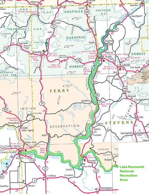 Lake Roosevelt National Recreation Area Map